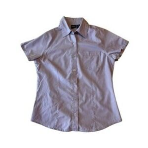 Basic Editions Vintage Y2K Lavender Short Sleeve Button Down Shirt Purple Small